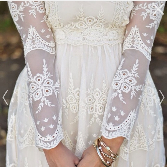 Chicwish Dresses & Skirts - Chicwish Mi Amore Beige Long Sleeve Lace Boho Victorian Style Dress